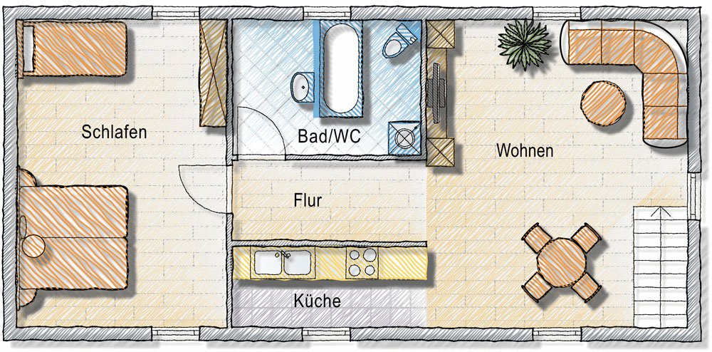 Ferienwohnung mit Küche, Wohnzimmer und Bad Nähe Badesee und Skigebiet in Kärnten