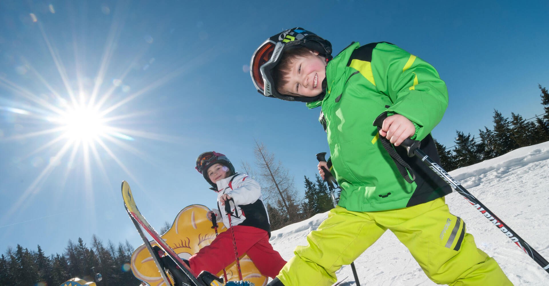 Kinder im Familienskigebiet in Kärnten auf Gerlitzen Alpe - Unterkünfte Nähe Skipiste Pension Pilsachhof Arriach Klösterle